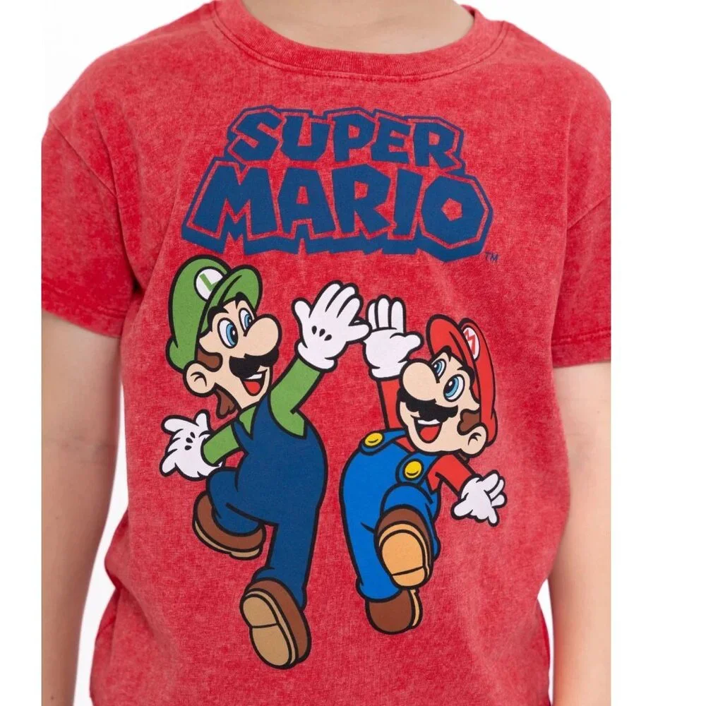 Nintendo SUPER MARIO TODDLER BOYS Shirt SIZE 3T Red Mineral Washed NEW